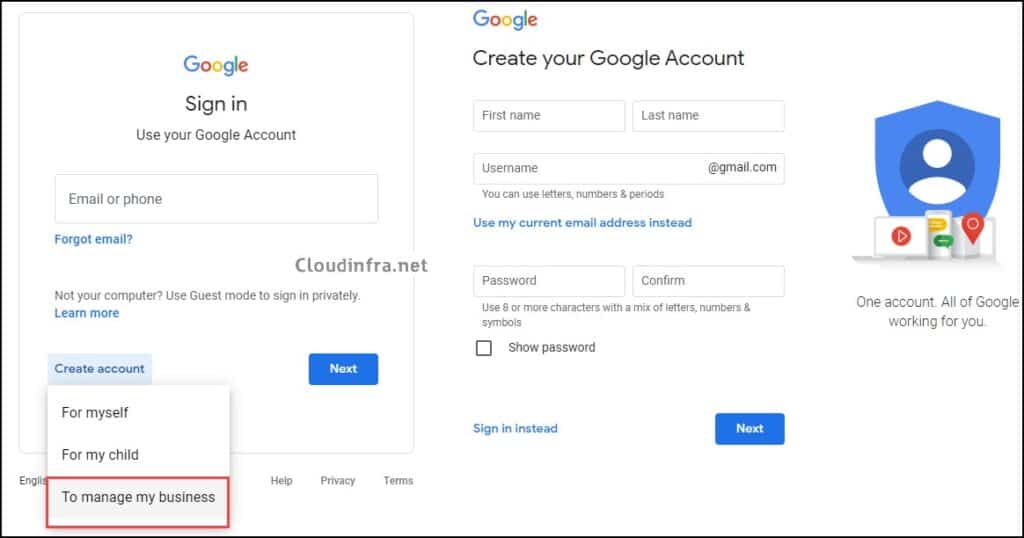 Create a Gmail account for business