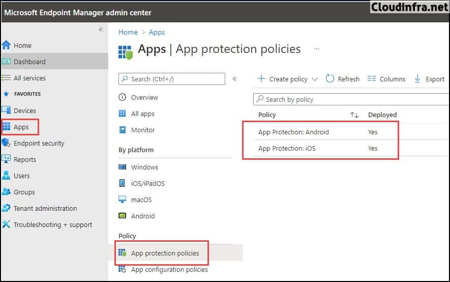 App Protection Policies Intune