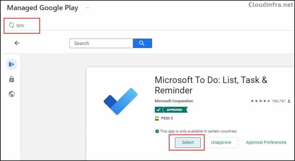 manage Google Play Store Intune