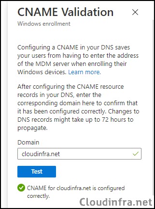 CNAME Validation Intune