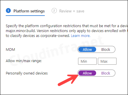 Allow Personally owned devices