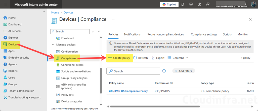 Create Device Compliance Policies