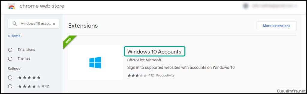 Windows 10 Accounts Extension for Google chrome