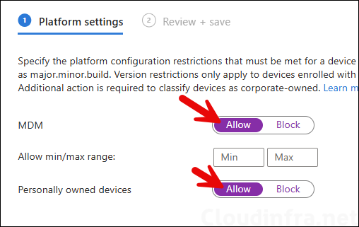 Allow Windows MDM Plarform Intune Enrollment to fix 80180014