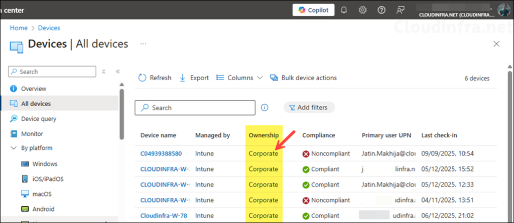 Check if the Device is Corporate Device or Personally Owned