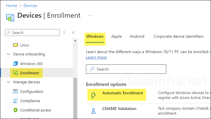 Configure Automatic Enrollment