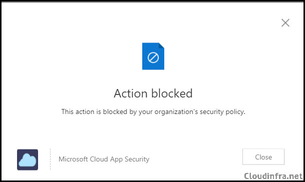 This action is blocked by your organization's security policy
