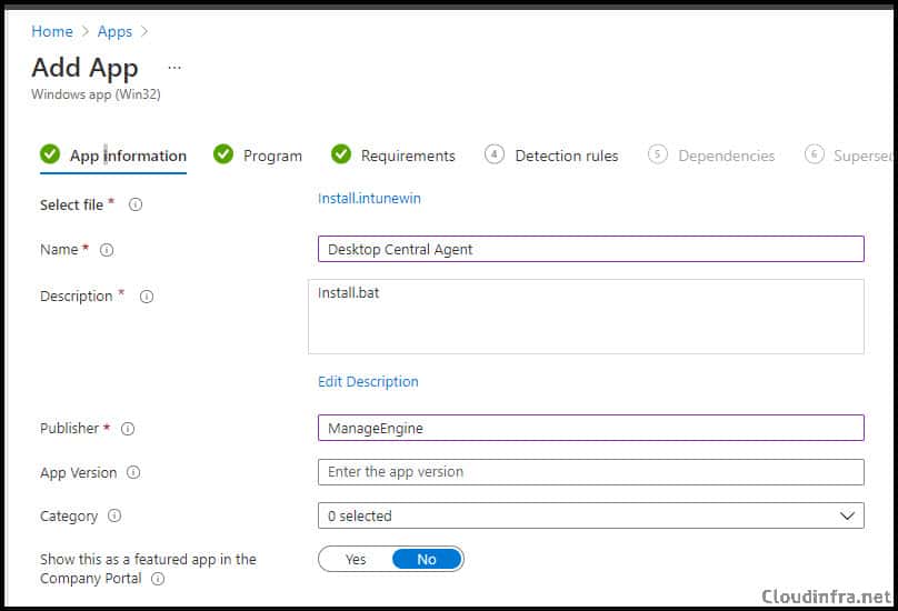Add App on Microsoft Endpoint Manager Admin Center.