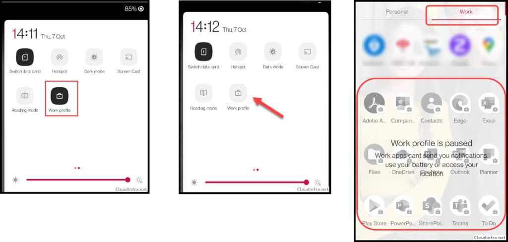Pause Work Profile on Android Phone