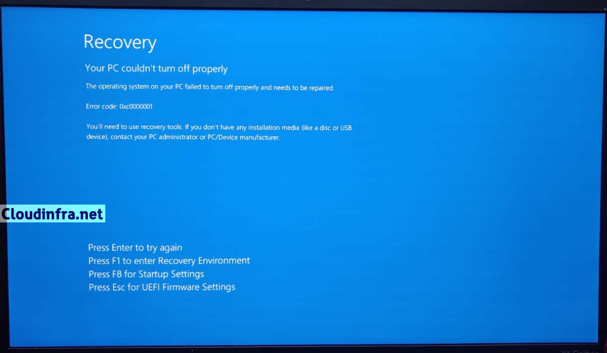 Device needs to be repaired. Your PC device needs to be Repaired. Recovery your PC couldn't turn off properly Error code. Installing don t turn off your PC.