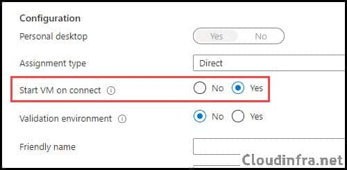 Start VM on Connect