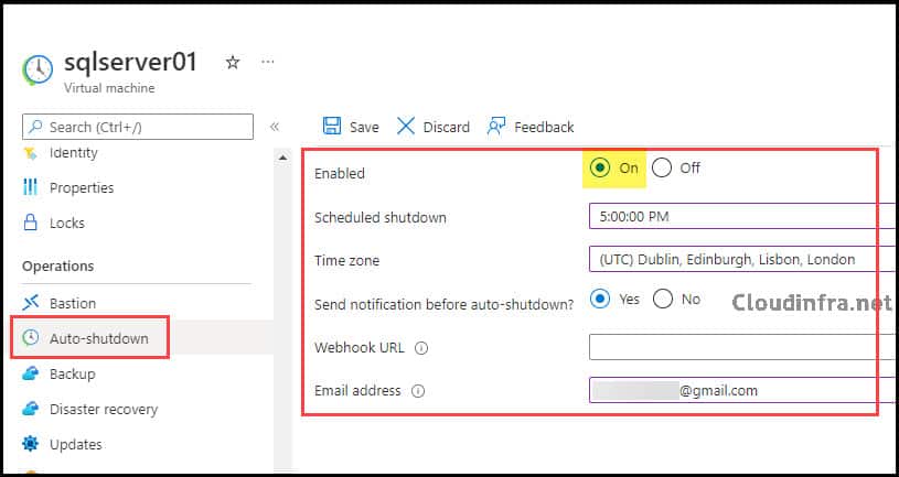 Auto shutdown Microsoft Azure Virtual Machine