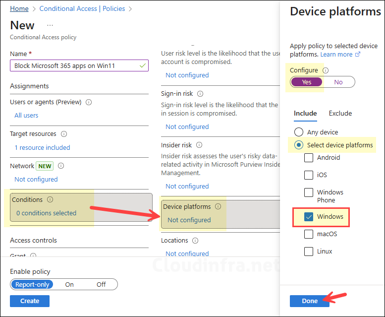 Conditions – Device platforms