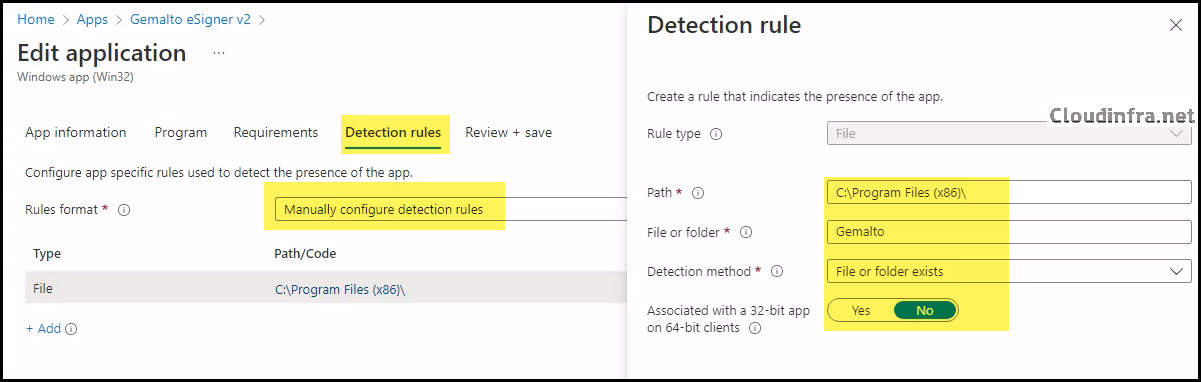 Detection rule for deploying MSI app using Win32 app deployment method