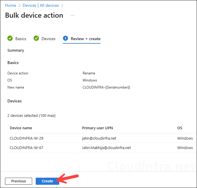 Create Bulk rename task in Intune