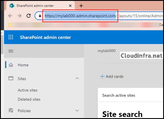 Copy Sharepoint Online admin URL