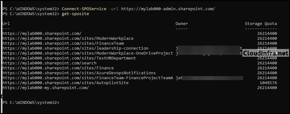 Connect-sposervice Sharepoint Online Admin URL