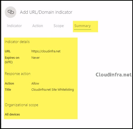 Check and Summary and proceed to create this policy