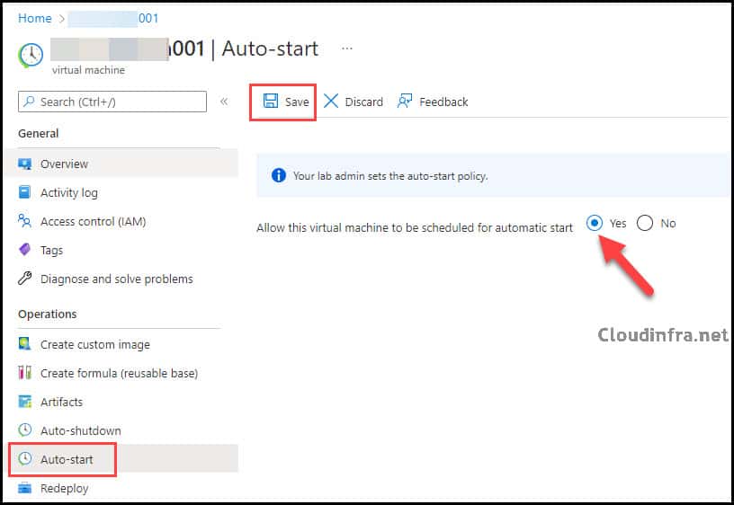 Enable Auto start at VM Level