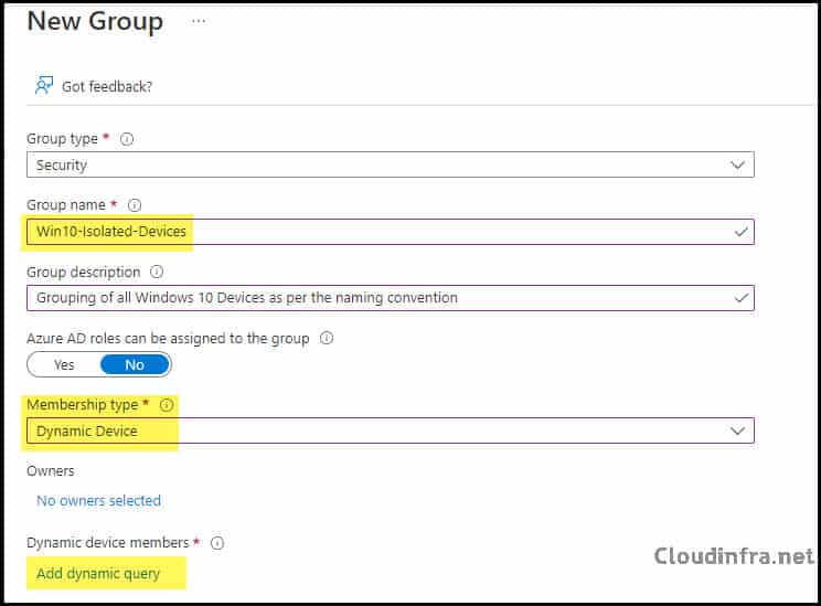 Add Dynamic Query for Azure AD group