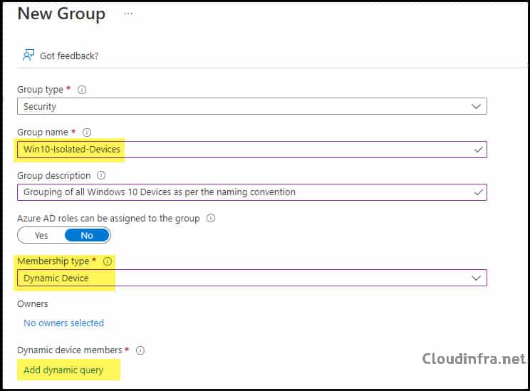 Add Dynamic Query for the Entra security group