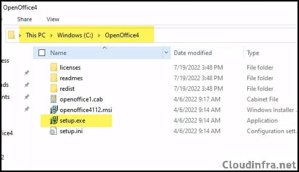 Download Apache OpenOffice Setup.exe location