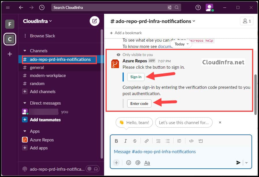 Integrate Azure Devops Project or Repos with Slack Channel