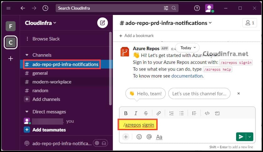 Integrate Azure Devops Project or Repos with Slack Channel