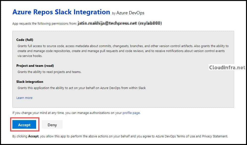 Integrate Azure Devops Project or Repos with Slack Channel