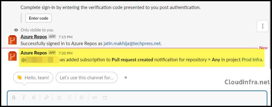 Integrate Azure Devops Project or Repos with Slack Channel
