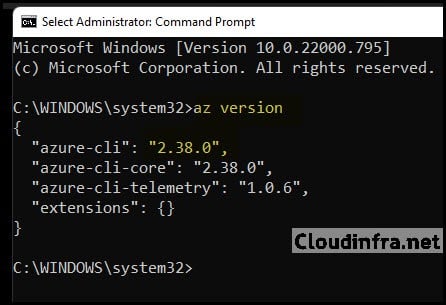 az version command screenshot