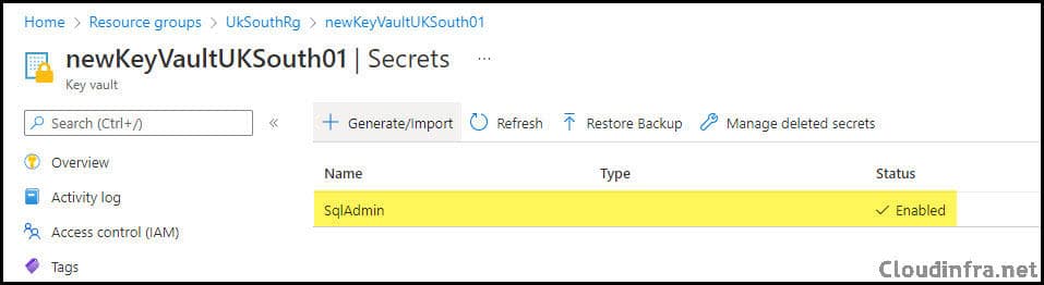 Create Azure KeyVault Secret