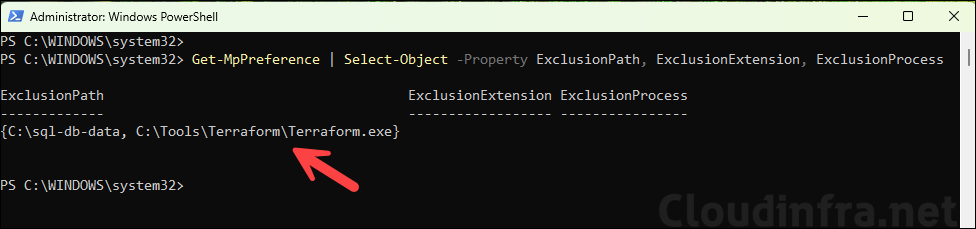 Confirm Defender AV Exclusions using PowerShell
