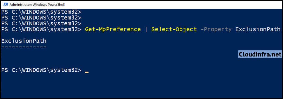 Microsoft Defender AV Exclusion List check using Powershell