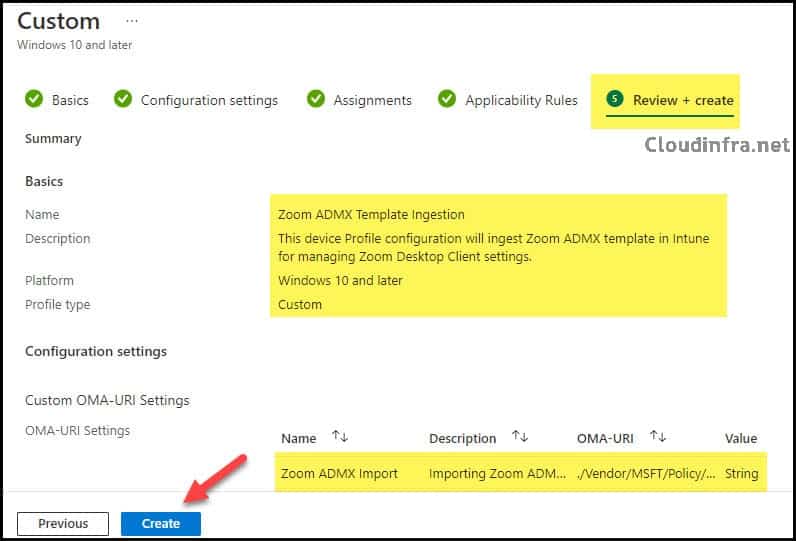 Zoom ADMX Template Ingestion Intune policy create