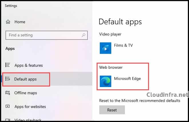 Configure Microsoft Edge browser as default manually on a Windows 10/11 device