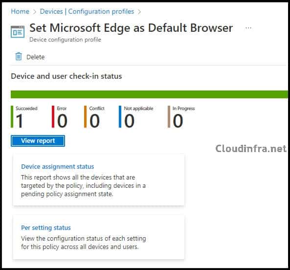 Monitor Microsoft Edge browser set as default profile using Intune admin center
