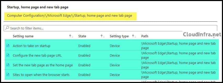 Set Microsoft Edge Home Page, Startup Page and New Tab Page using Microsoft Intune