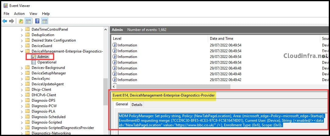 Use Event Viewer to Confirm Edge Settings Deployment