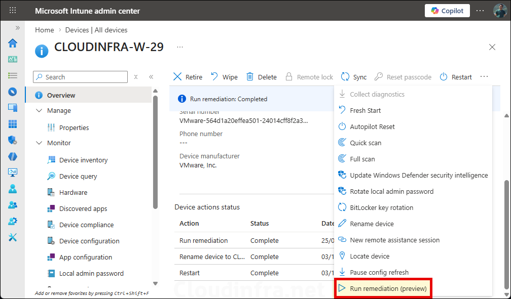 Run Remediation to Start Intune Sync Windows Devices