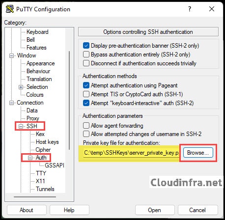 Click on SSH and then Click on Auth