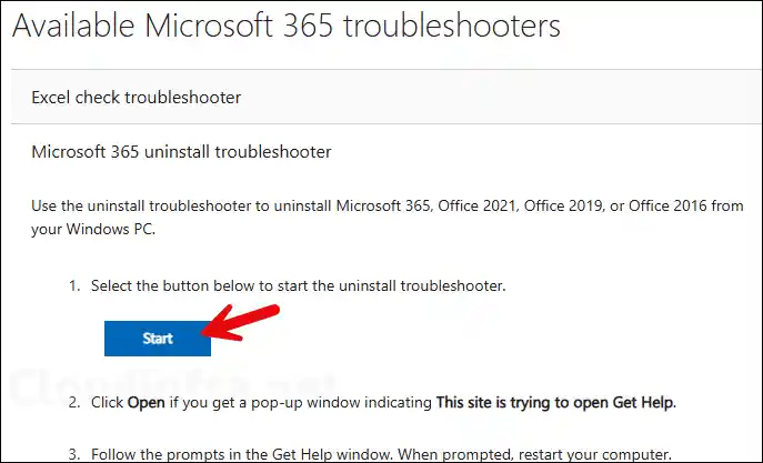 Available Microsoft 365 troubleshooters on Windows 11