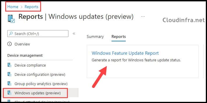 Windows Feature Update Report from Intune