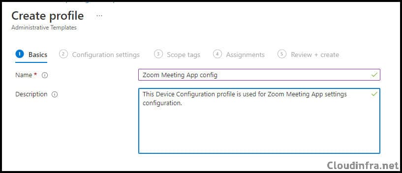 Device Configuration Profile Zoom Intune