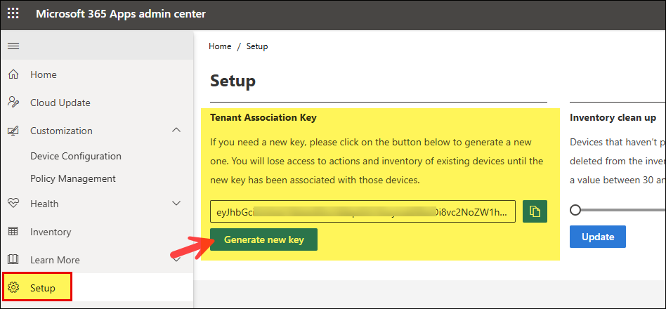 Generate a New Tenant Association Key (TAK)