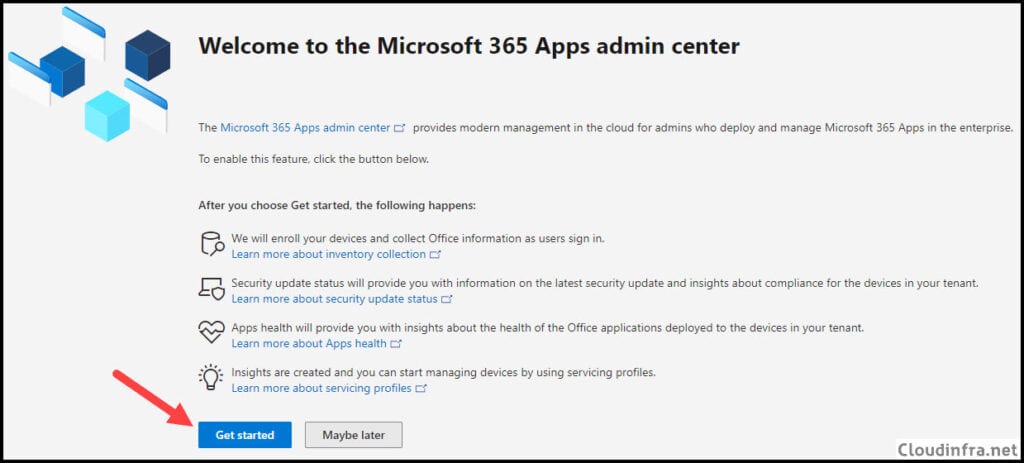 Microsoft 365 apps admin center inventory onboarding devices