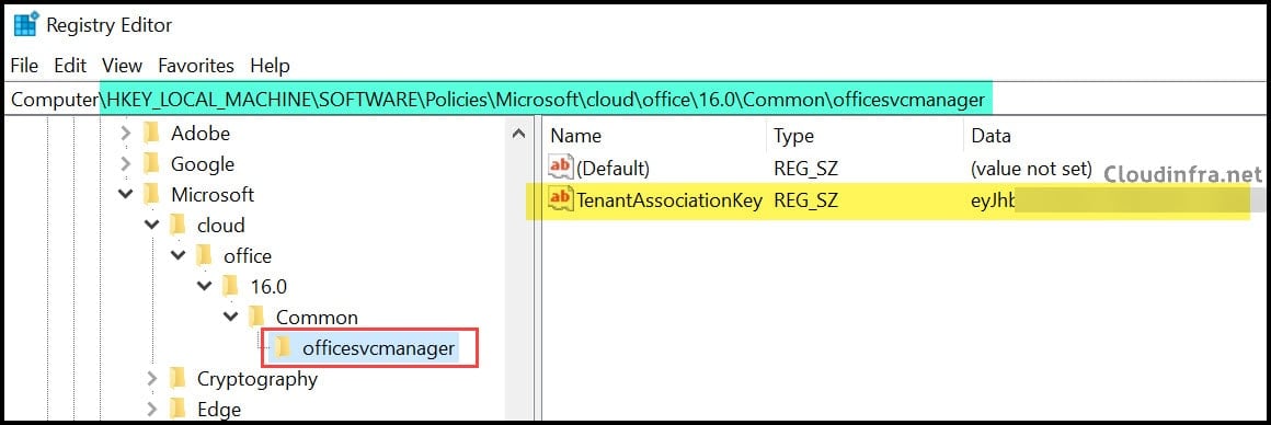 TenantAssociationKey registry key