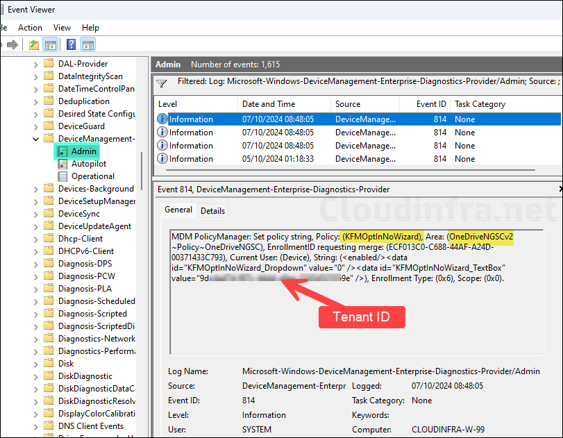 Confirm the Status of KFM Policy Using Event viewer