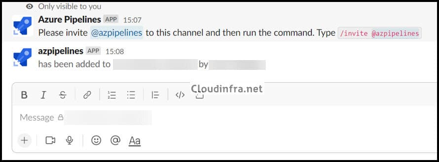 azurepipelines has been added to Slack Channel confirmation