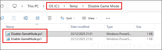 Disable Game Mode Using Win32 App Method